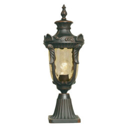 Stylish Outdoor Ip44 1 Bulb Led Pedestal Light In Old Bronze Finish