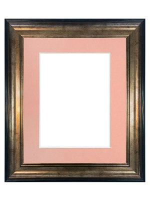 Frames By Post Scandi Black & Gold Frame With Pink Mount For Image Size A2 - image 1