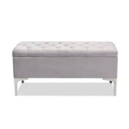Modena Storage Ottoman Bench, Ottoman Footstool With Legs, 137Cm Plush Velvet Upholstered End Of Bed Bench, Silver - thumbnail 2
