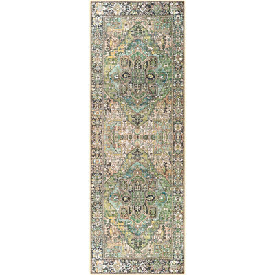 Livabliss Iris-Vintage Green Blue Beige Traditional Boho Living Dining Bedroom Rug 80 X 230 Cm Easy Care, Non Shedding - image 1