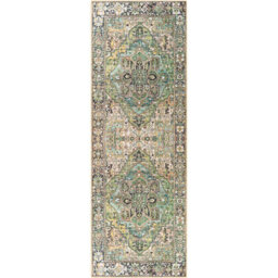 Livabliss Iris-Vintage Green Blue Beige Traditional Boho Living Dining Bedroom Rug 80 X 230 Cm Easy Care, Non Shedding - thumbnail 1