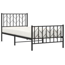 Berkfield Metal Bed Frame Without Mattress With Footboard Black 90X200Cm - thumbnail 3