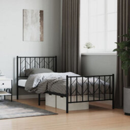 Berkfield Metal Bed Frame Without Mattress With Footboard Black 90X200Cm - thumbnail 1
