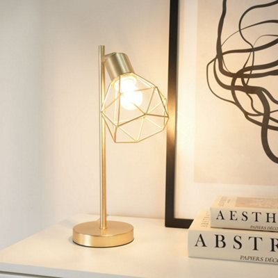 Valuelights Angus Brushed Gold Adjustable Metal Geometric Basket Shade Table Lamp - image 1