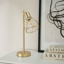 Valuelights Angus Brushed Gold Adjustable Metal Geometric Basket Shade Table Lamp - thumbnail 5