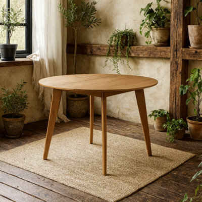 Wyld Haus Saffron Small Walnut Wood Effect Round Dining Table - Seats 4, 105Cm - image 1