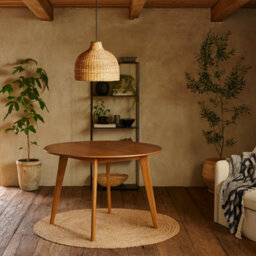 Wyld Haus Saffron Small Walnut Wood Effect Round Dining Table - Seats 4, 105Cm - thumbnail 2