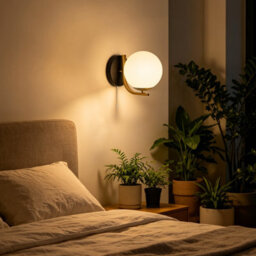 Long Life Lamps Company Modern Indoor Brass Wall Light Frosted Glass Globe With Pull Switch Bw18 - thumbnail 5