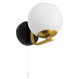 Long Life Lamps Company Modern Indoor Brass Wall Light Frosted Glass Globe With Pull Switch Bw18 - thumbnail 4