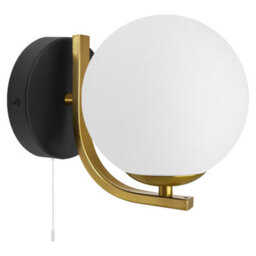Long Life Lamps Company Modern Indoor Brass Wall Light Frosted Glass Globe With Pull Switch Bw18