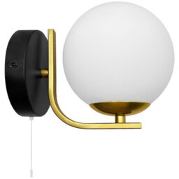 Long Life Lamps Company Modern Indoor Brass Wall Light Frosted Glass Globe With Pull Switch Bw18 - thumbnail 3