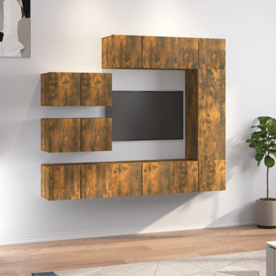 Berkfield 8 Piece Tv Cabinet Set Smoked Oak Engineered Wood - image 1