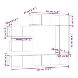 Berkfield 8 Piece Tv Cabinet Set Smoked Oak Engineered Wood - thumbnail 7