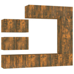 Berkfield 8 Piece Tv Cabinet Set Smoked Oak Engineered Wood - thumbnail 2