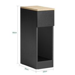 Sobuy Fbt111-Sch, Slim Bedside Table Bedside Cabinet Narrow Side Table Nightstand With Drawer And Shelf For Bedroom, Black - thumbnail 3