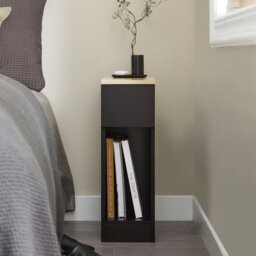 Sobuy Fbt111-Sch, Slim Bedside Table Bedside Cabinet Narrow Side Table Nightstand With Drawer And Shelf For Bedroom, Black - thumbnail 7