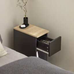 Sobuy Fbt111-Sch, Slim Bedside Table Bedside Cabinet Narrow Side Table Nightstand With Drawer And Shelf For Bedroom, Black - thumbnail 5