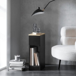 Sobuy Fbt111-Sch, Slim Bedside Table Bedside Cabinet Narrow Side Table Nightstand With Drawer And Shelf For Bedroom, Black - thumbnail 8