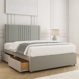 Bsspoke Monaco Divan Bed Silver Plush Velvet 24Inch Headboard 2 Drawers Footend & No Mattress In Double Small Double King 6Ft - thumbnail 2