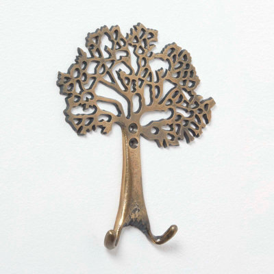 Homescapes Gold Tree Of Life Wall Mounted Coat Hook - image 1