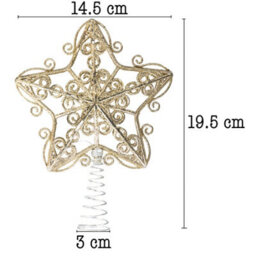 Shatchi Christmas Gold Glitter Star Tree Topper - Sparkling Star Decoration For Xmas Tree - Elegant Christmas Home Décor - thumbnail 2