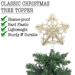 Shatchi Christmas Gold Glitter Star Tree Topper - Sparkling Star Decoration For Xmas Tree - Elegant Christmas Home Décor - thumbnail 3