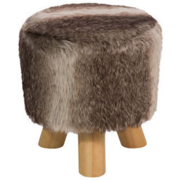 Beliani Faux Fur Footstool Brown And Beige Topeka