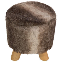 Beliani Faux Fur Footstool Brown And Beige Topeka - thumbnail 4