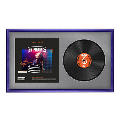 "30X17"" Purple Classic Vinyl Record Frame With Mid Grey Mount For 12 Inch Lp Album Cover & Disc - Ak Frames" - image 1