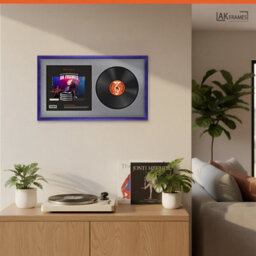 "30X17"" Purple Classic Vinyl Record Frame With Mid Grey Mount For 12 Inch Lp Album Cover & Disc - Ak Frames" - thumbnail 5