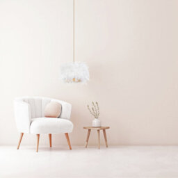 Happy Homewares Modern Designer Real White Feather Drum Lamp Shade With Inner Cotton Lining - thumbnail 5