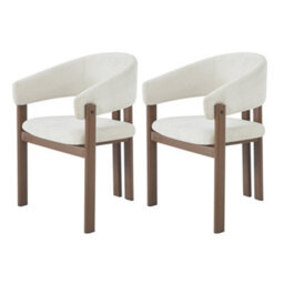 Btm Set Of 4 Metal Dining Chairs, Linen Upholstery, Walnut Finish, For Home And Café - thumbnail 7