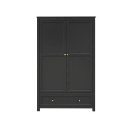 Wyld Haus Tulle Panelled 2-Door Black Wood Wardrobe With 1 Drawer - thumbnail 4