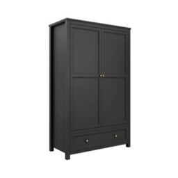 Wyld Haus Tulle Panelled 2-Door Black Wood Wardrobe With 1 Drawer - thumbnail 2