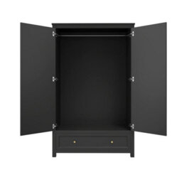 Wyld Haus Tulle Panelled 2-Door Black Wood Wardrobe With 1 Drawer - thumbnail 5