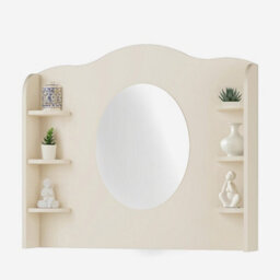 Arte Mia Sand Beige And Oak Vincenza Desk Hutch With Mirror 940 X 140 X 810mm - thumbnail 2