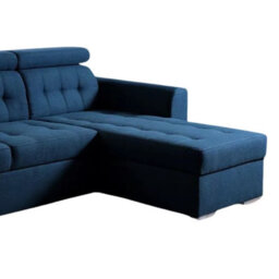 Zara Corner Sofa Bed Storage Compartment Pull Out Sleep Function Elastic Foam Blue Right Corner Side - thumbnail 2