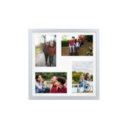 AK Frames 12X12 Silver Sleek Multi Photo Frame With White Mount - Holds 4 Apertures (4X) 6X4 Photos - thumbnail 1