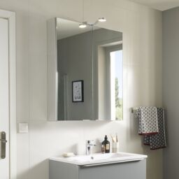 GoodHome Imandra Tall Matt Mirror Effect Double Bathroom Cabinet Mirrored (H)900mm (W)800mm - thumbnail 9