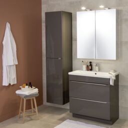 GoodHome Imandra Tall Matt Mirror Effect Double Bathroom Cabinet Mirrored (H)900mm (W)800mm - thumbnail 7