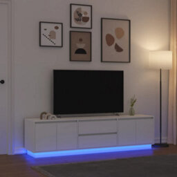 Berkfield Tv Cabinet With Led Lights White 193.5X41X50 Cm - thumbnail 1