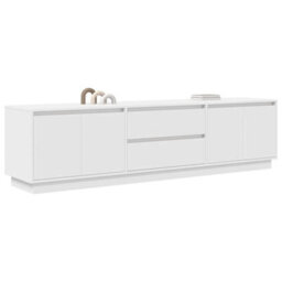 Berkfield Tv Cabinet With Led Lights White 193.5X41X50 Cm - thumbnail 5