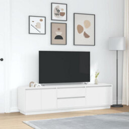 Berkfield Tv Cabinet With Led Lights White 193.5X41X50 Cm - thumbnail 4