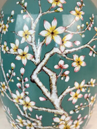 Downton Interiors Teal Blossom Ceramic Table Lamp With Plain Shade - thumbnail 6
