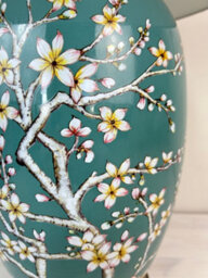 Downton Interiors Teal Blossom Ceramic Table Lamp With Plain Shade - thumbnail 5