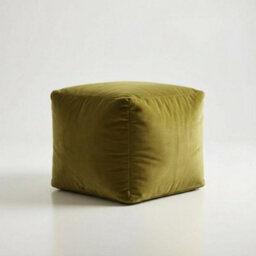Kosi Atelier Kosiatelier Bean Bag Velvet Footstool Ottomona Cube Pouf Chair Pouffe, Polystyrene Beads Filled - Sage, 35Cm X 35Cm X 35Cm - thumbnail 3