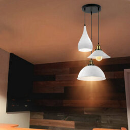 Vintage White 3 Way Industrial Pendant Light For Kitchen, Bedroom, Or Living Space Improvement - thumbnail 3