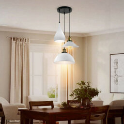 Vintage White 3 Way Industrial Pendant Light For Kitchen, Bedroom, Or Living Space Improvement - thumbnail 2