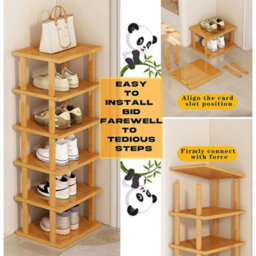 6 Tier Vertical Shoe Rack Tall Narrow Shelf Storage Organizer Slim Shoe Tower Uk - thumbnail 6