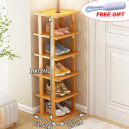 6 Tier Vertical Shoe Rack Tall Narrow Shelf Storage Organizer Slim Shoe Tower Uk - thumbnail 2